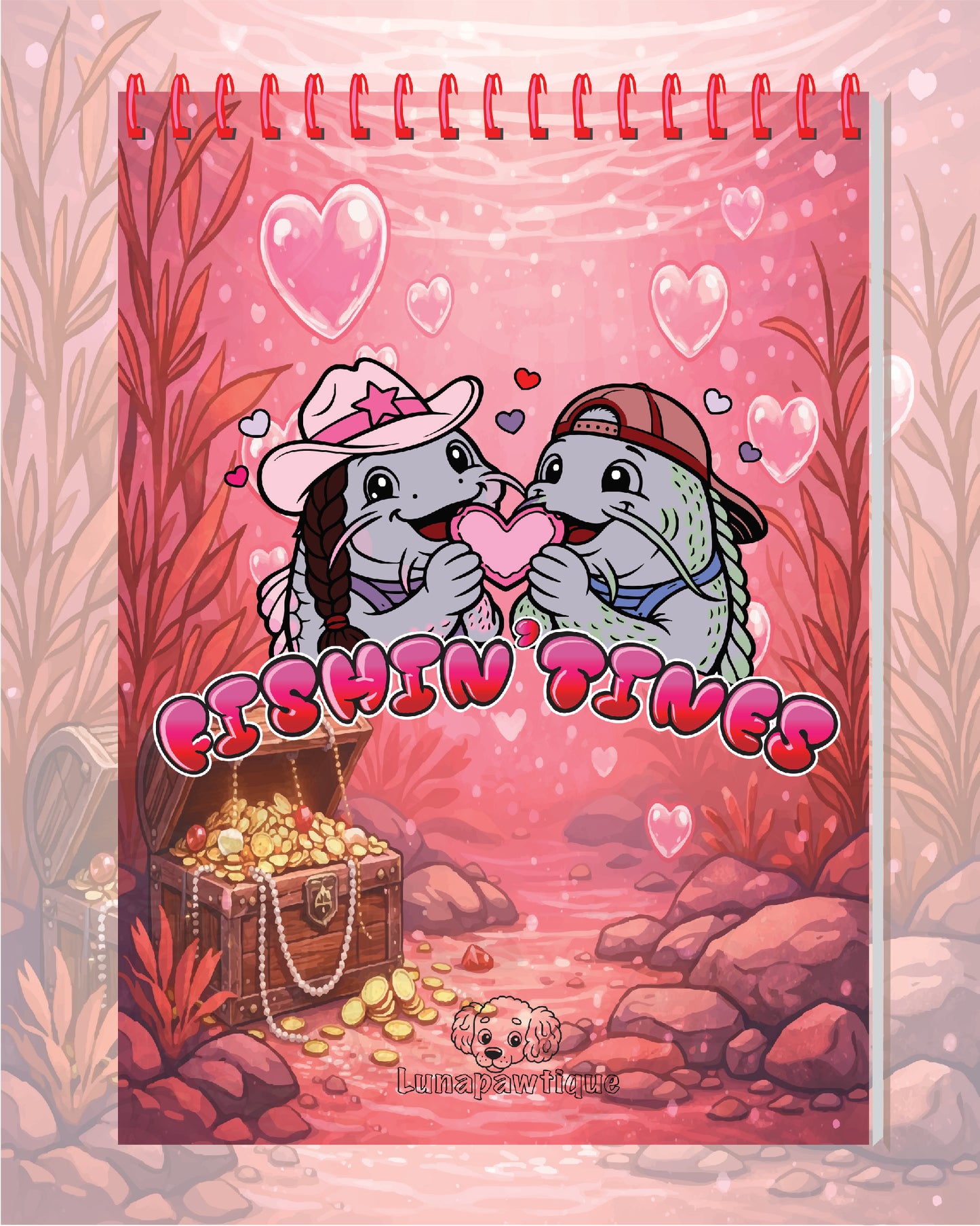 Fishin'tines Valentines sweethearts Coloring Book